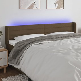 Testiera A Led Marrone Scuro 163x16x78/88 Cm İn Tessuto /