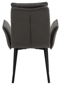 Set di sedie MALIBÙ in similpelle antracite e gambe in metallo nero, con braccioli