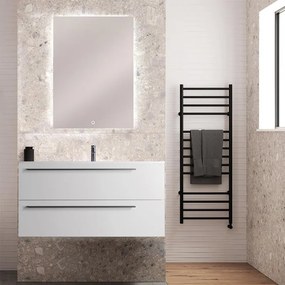 Mobile bagno sospeso con lavabo L 100 x H 55 x P 45 cm bianco opaco 2 cassetti per vasca centrale Mia