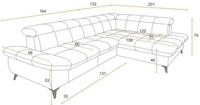 Divano angolare letto a L MARANO, lato destro, beige