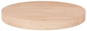 Piano Tavolo Rotondo Ø50x4 Cm Massello Di Rovere Non Trattato /