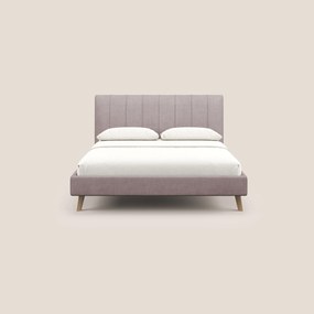 Selene letto imbottito con piedini naturali sfoderabile in tessuto impermeabile T02 rosa