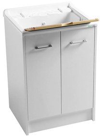 Mobile Lavatoio 60x50 2 ante con vasca lavapanni abs Tela Bianco Domestica DL6050B Colavene