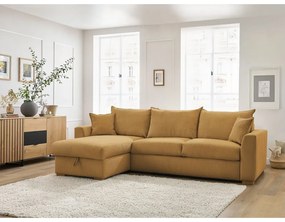 Divano angolare giallo allungabile (con composizione variabile) con rivestimento in velluto a coste Augustin – Bobochic Paris