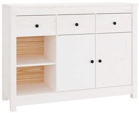 Credenza bianca 100x35x74 cm in legno massello di pino