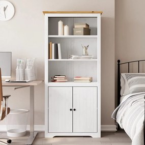 Libreria Bodo 82x40x173 Cm Legno Massello Pino Bianco E Marrone /