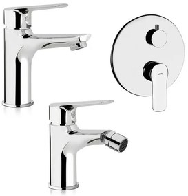 Set miscelatori lavabo bidet e doccia incasso con deviatore cromati Artis Punta+ piletta inclusa