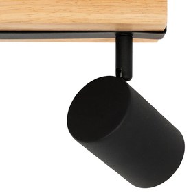 Faretto da soffitto Smart Nero con Legno 2 Luci Regolabile Incl. Wifi GU10 50mm - Jeana