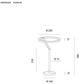 MERIDIANA lampada da tavolo 15W bronzo dimmerabile