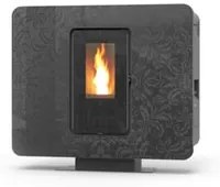 PROMO- Termostufa a pellet Thermorossi SlimQuadro Idra rivestimento in cristallo moondecor (fiori grigio) 14.3 kW