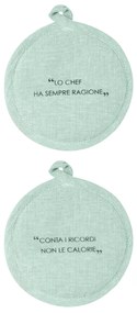 Set 2 presine 17 cm verde con scritta