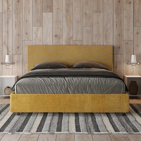 Letto matrimoniale contenitore imbottito 160x190 tessuto Era 6 giallo Arla