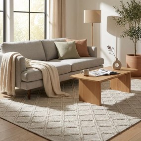 SAUL - tappeto in lana avorio con decoro