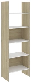 Libreria bianca e rovere sonoma 60x35x180 cm legno multistrato