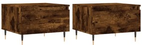 Tavolini salotto 2pz rovere fumo 50x46x35 cm legno multistrato