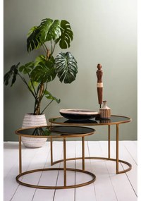Tavolini rotondi in vetro in set di 2 pezzi in oro ø 75 cm Duarte - Light &amp; Living
