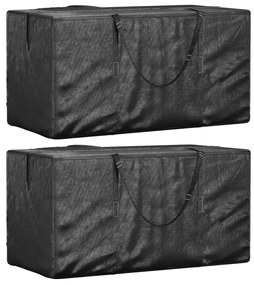 Borse Porta Cuscini Giardino 2pz Nere 150x75x75 Cm Polietilene /