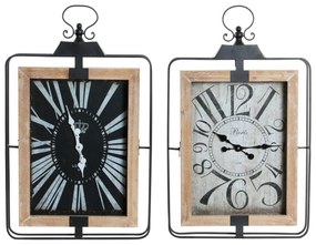 Orologio da Parete DKD Home Decor Cottage Nero Beige Ferro Legno MDF (2 pezzi) (46 x 6 x 75 cm)