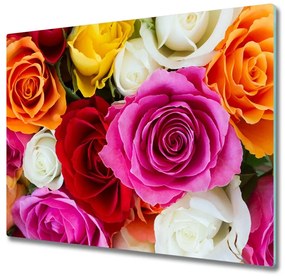 Tagliere in vetro temperato Rose colorate 60x52 cm