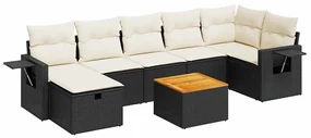 Set divani da giardino con cuscini 8 pz nero in polyrattan
