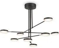 Lampadario A Sospensione Moderno Fad Metallo Nero Acrilico 8 Luci Led49W