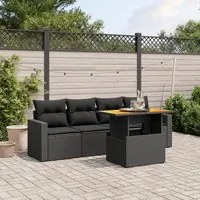 Set Divani da Giardino 5 pz con Cuscini in Polyrattan Nero 3271188