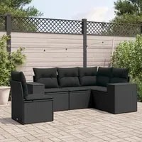 Set Divani da Giardino 5 pz con Cuscini in Polyrattan Nero 3254902