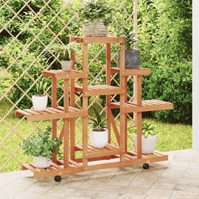 Portafiori Con Ruote 110x25x101 Cm İn Legno Massello Di Abete /