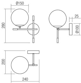 Redo 01-2945 - Applique ESSENTIAL 1xE14/28W/230V sinistra