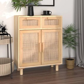 Credenza marrone 60x30x75cm legno massello pino rattan naturale