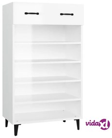 vidaXL Scarpiera Bianco Lucido 60x35x105 cm in Legno Multistrato