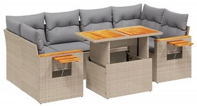 Set divani da giardino 7 pz con cuscini beige in polyrattan