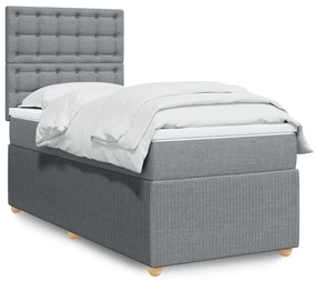 Giroletto A Molle Con Materasso Grigio Chiaro 80x200 Cm Tessuto /