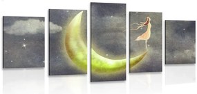 Quadri 5 pezzi – Ragazza sulla luna