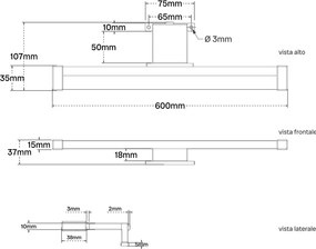 Lampada LED da Specchio 60cm 7W Bidirezionale IP44 Tripla Installazione Colore Bianco Caldo 3.000K