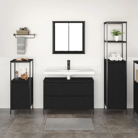 Set di mobili da bagno 3 pezzi in rovere nero in legno ingegnerizzato