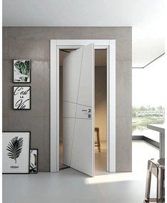 Porta interna rototraslante Tolosa in legno laccato colore bianco, L 70 x H 210 cm, apertura a sinistra