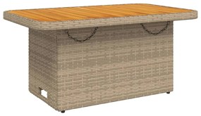 Tavolo da giardino beige 90x55x71cm polyrattan e legno acacia