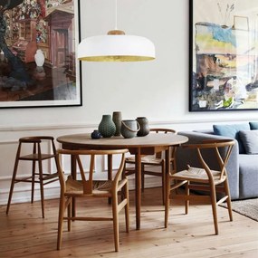 Lampadario Natura Bois bianco paralume bianco E27 Ø40cm LUMICOM