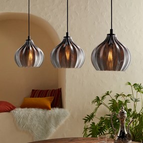 Lampadario Contemporaneo Tamallat 3 Luci Acciaio Nero