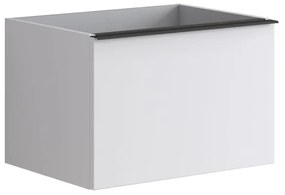 Mobile da bagno sotto lavabo Pixel plain bianco e maniglia alluminio nero laccato opaco L 60 x H 40 x P 45.5 cm 1 cassetto, lavabo non incluso