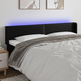 Testiera A Led Nera 163x16x78/88 Cm İn Similpelle /
