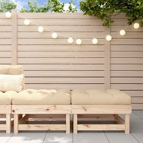 Poggiapiedi Da Giardino Con Cuscini 2 Pz Legno Massello Di Pino /
