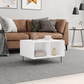 Tavolino Da Salotto Bianco 60x50x36,5 Cm İn Legno Multistrato /