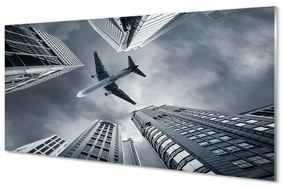 Quadro in vetro Cloud city sky plane 100x50 cm