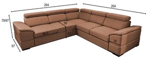 Divano angolare reversibile GRANADA trasformabile con contenitore, marrone