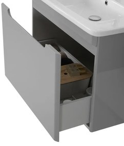 Mobile bagno sospeso 80 cm grigio lucido con specchio 70x90 Stillo