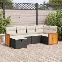 Set Divano da Giardino 6 pz con Cuscini Nero in Polyrattan 3326025