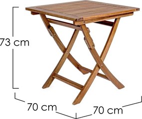 Tavolino da giardino in acacia massiccia 70x70 cm Noemi – Bizzotto