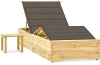 Lettino da Giardino con Tavolino Cuscino Legno Pino Impregnato cod mxl 61138